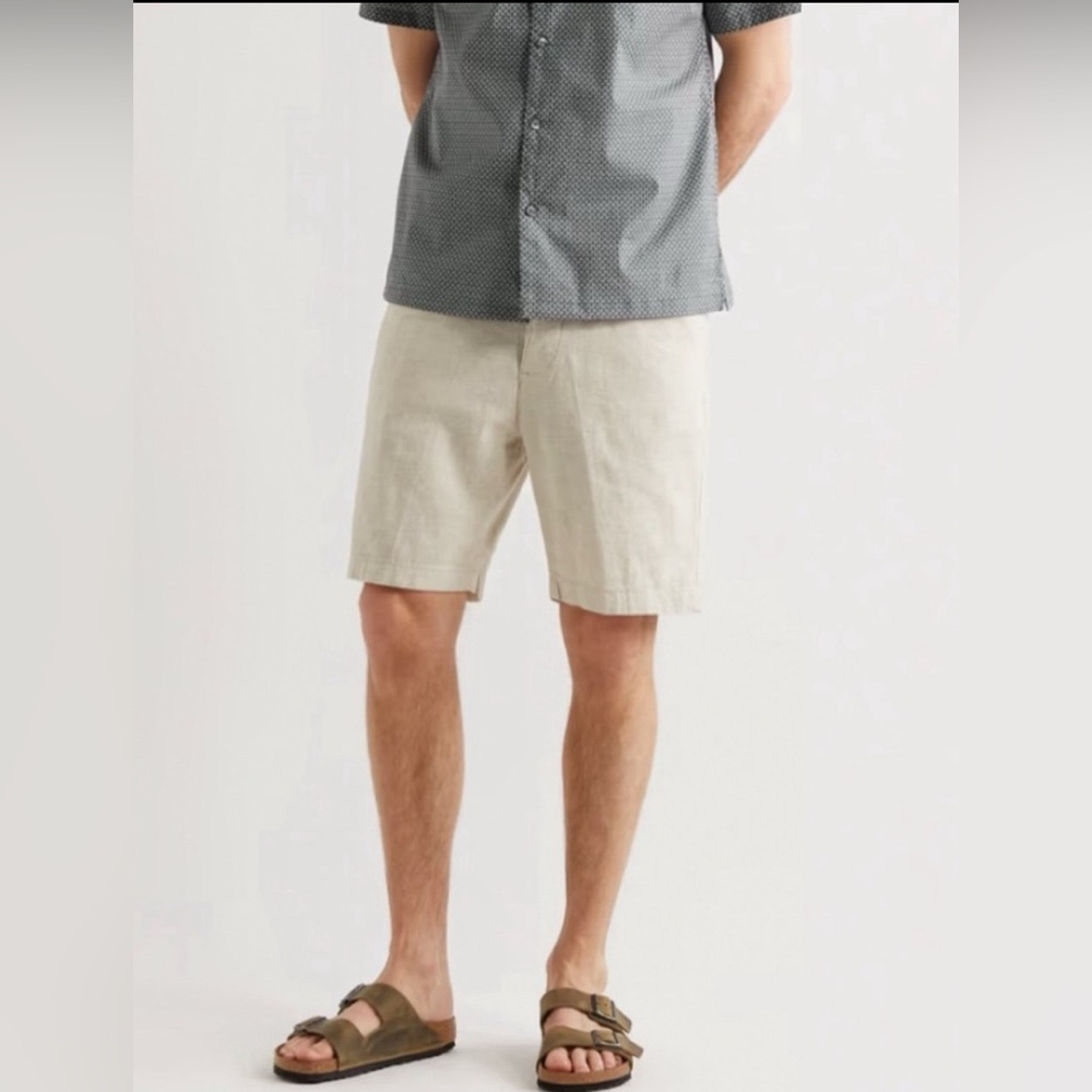 ONIA Traveler Straight Leg Linen Blend Shorts Size 34 New